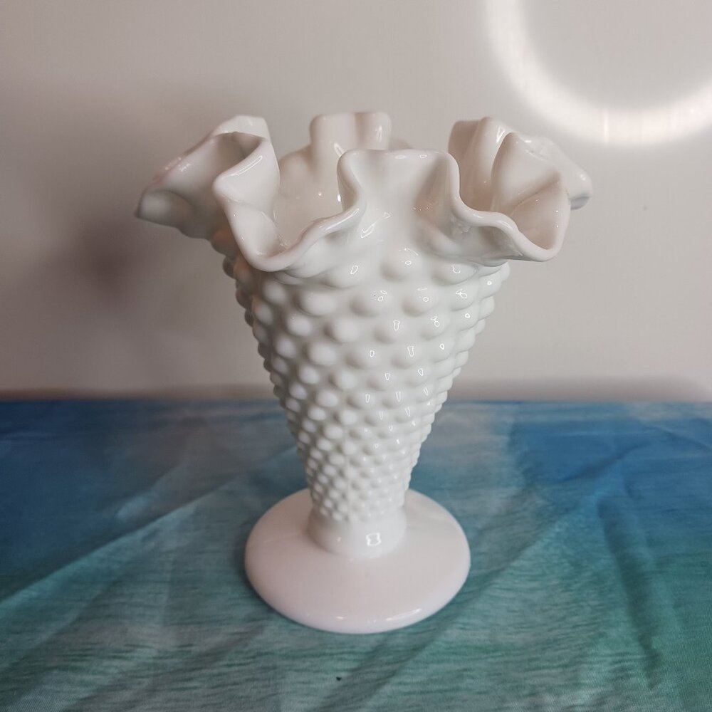 Fenton Hobnail Milk Glass Vase